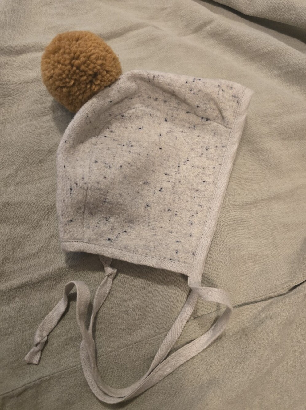 Briar Kids Pom-Pom Knit Bonnet - Cream with Mustard Pom